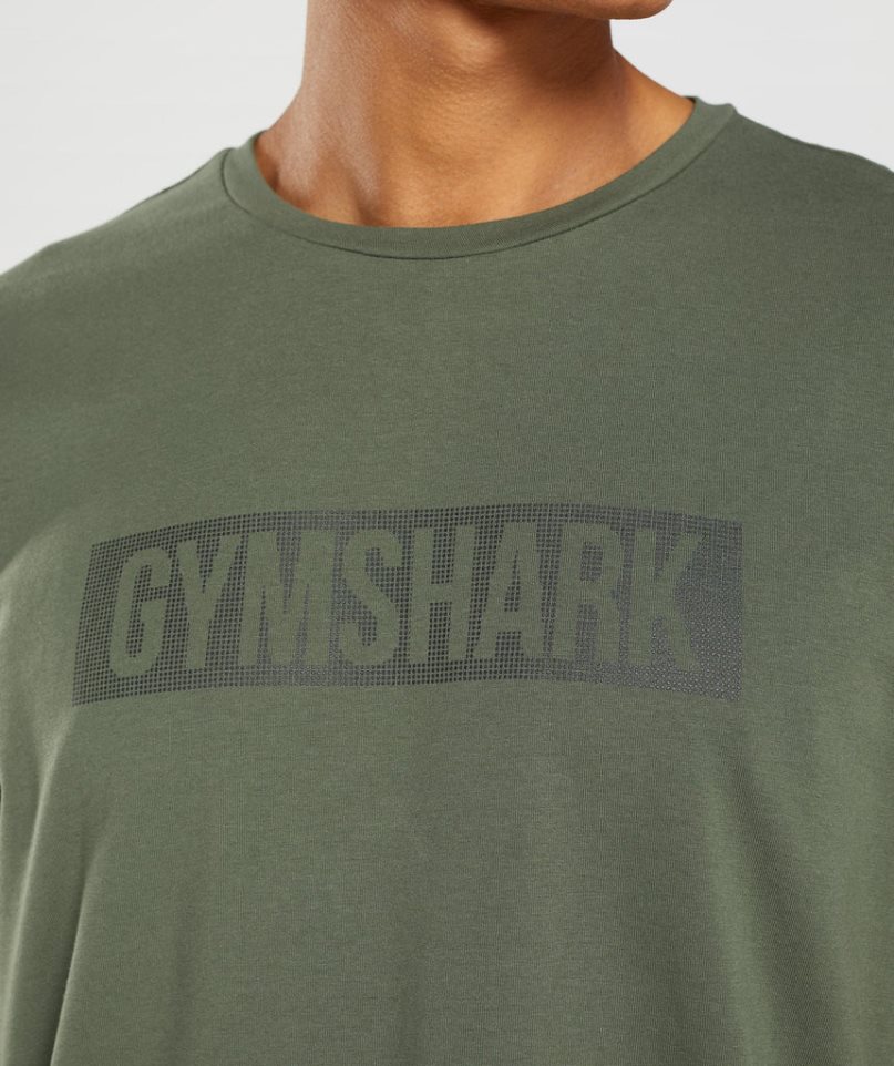 Men's Gymshark Block T-Shirts Olive | CA 5D8760